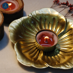  Đế 1 tealight lá vàng L