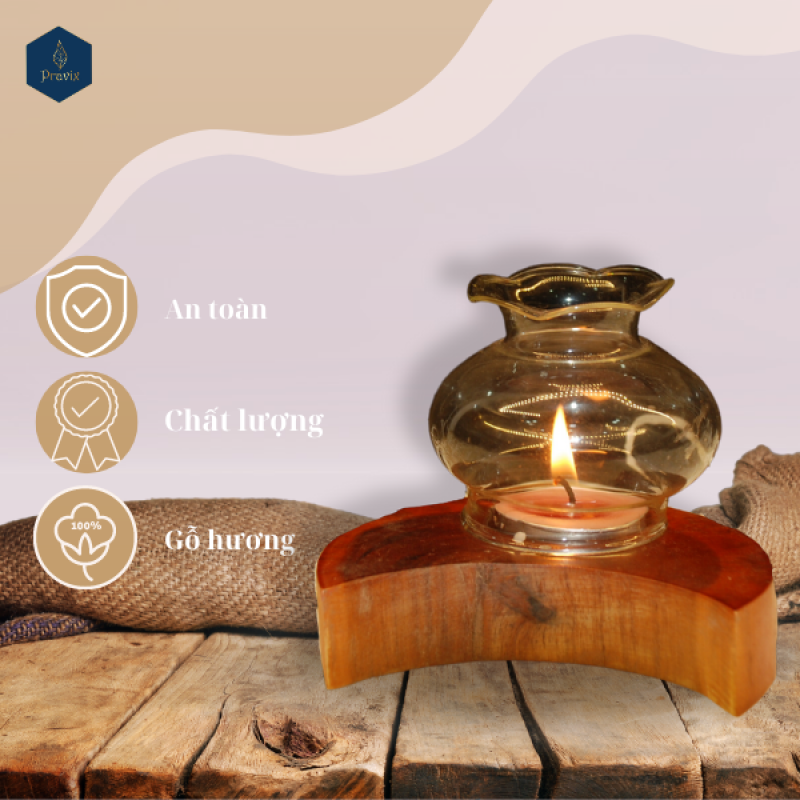 Đế nến tealight + chụp thủy tinh 