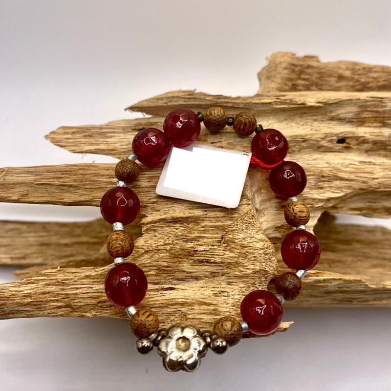 Vòng trầm phối đá Flower.100