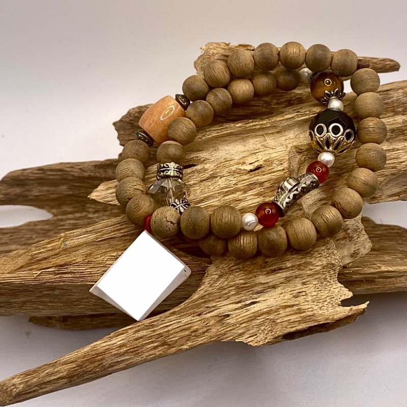 Vòng tay trầm phối đá Desert - Sa mạc